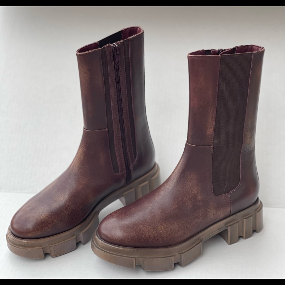 Free people cherry chocolate Chelsea boots